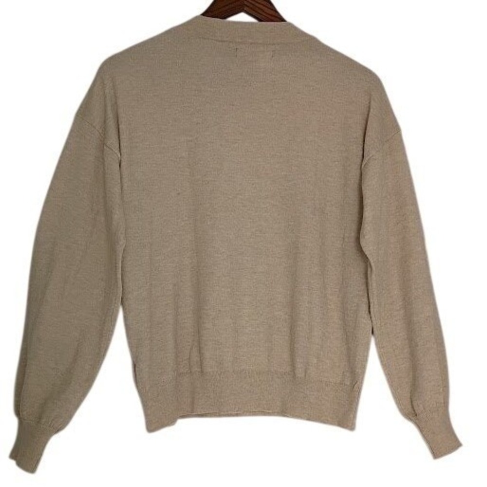 b.young Beige Button Shoulder Sweater L Fits M Neutral Essential Classic NWOT - Picture 5 of 15
